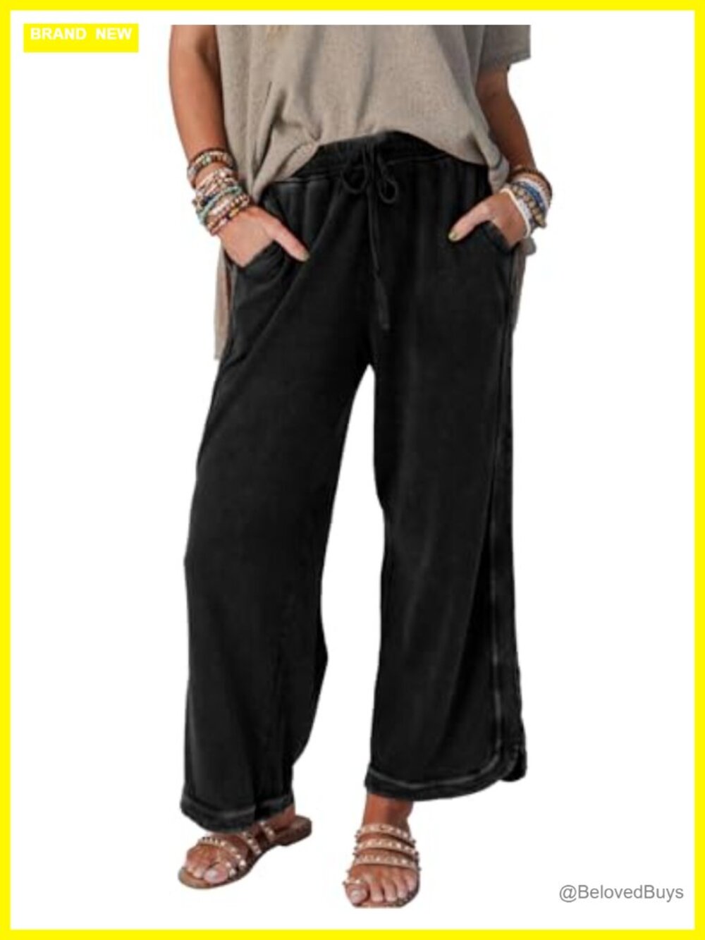 Wide Leg High Rise Drawstring Sweatpants with Pockets Baggy Athletic Trousers